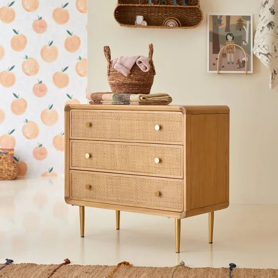 Commode Enfant En Bois De Chêne 3 Tiroirs Côme Naturel