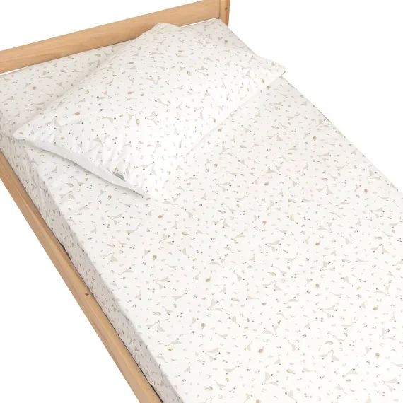 Drap-housse En Coton Sidonia Blanc Imprimé Minimaliste