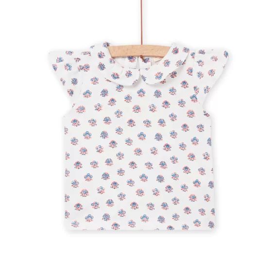 T-shirt Écru À Col Claudine Bébé Fille
