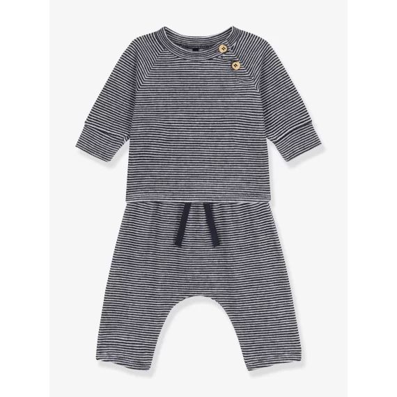 Ensemble 2 pièces en velours et coton PETIT BATEAU marine