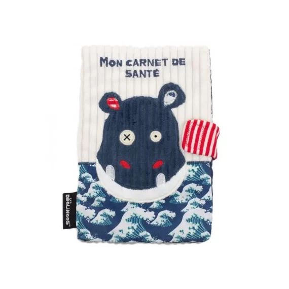 Protège carnet de santé en tissu Hippipos l&rsquo;hippopotame