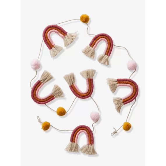 Guirlande pompons et arc-en-ciel multicolore