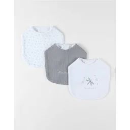 Set De 3 Bavoirs Imprimé Floral En Mousseline Blanc