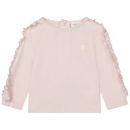 T-shirt volanté en coton Fille Rose