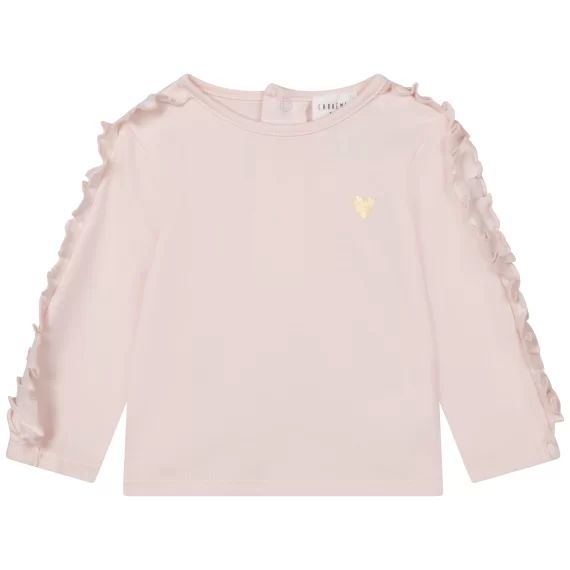 T-shirt volanté en coton Fille Rose