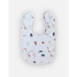 Bavoir en toile cirée imprimé safari blanc