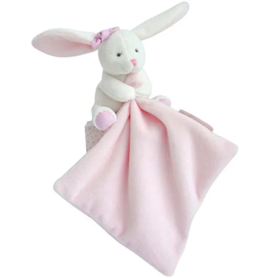 Doudou plat lapin rose J&rsquo;aime mon doudou