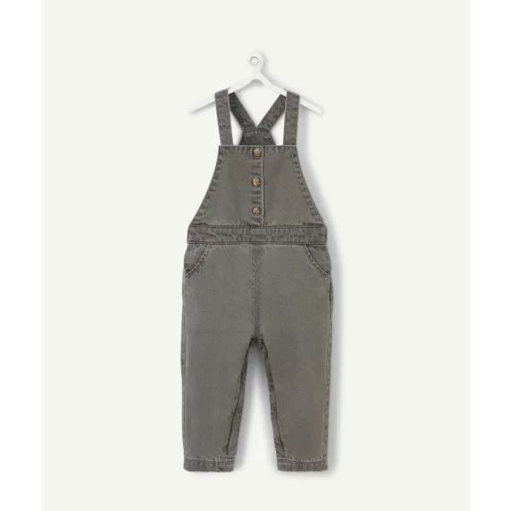 Salopette bébé fille en denim low impact grise –  – Soldes