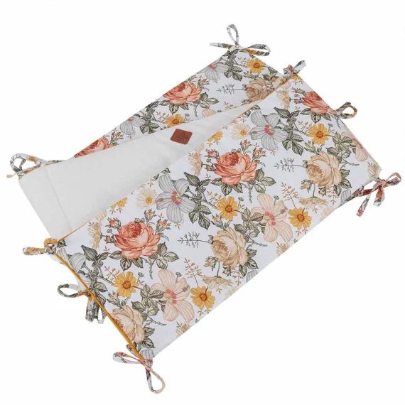 Tour De Lit Déhoussable Et Réversible Néo Vintage Blanc Imprimé Floral