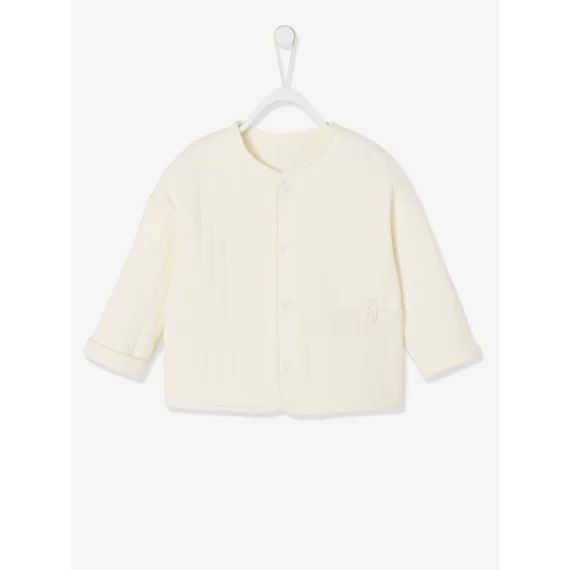 Cardigan naissance bébé poches en gaze de coton coquille d&rsquo;oeuf
