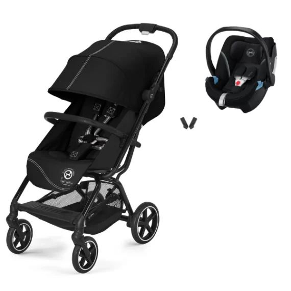 Poussette Cybex Eezy S PLUS 2 – Moon Black + Coque Auto Aton 5 – Deep Black (2022)