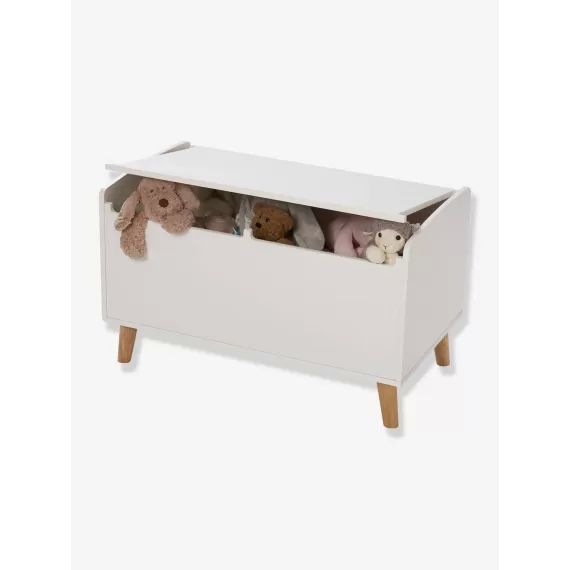 Coffre à jouets LIGNE CONFETTI blanc / bois