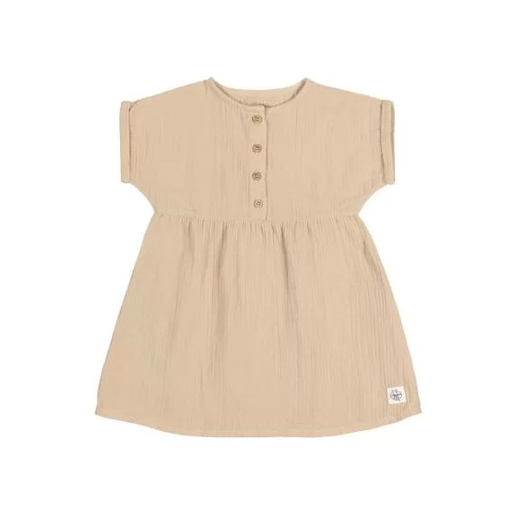 Robe en mousseline de coton bio GOTS nature (3-6 mois)