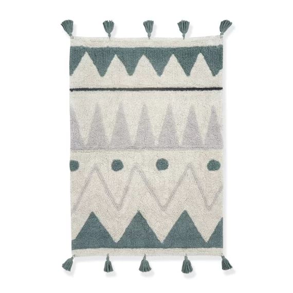 Tapis coton Lavable Mini Berbere Pompons – LORENA CANALS bleu