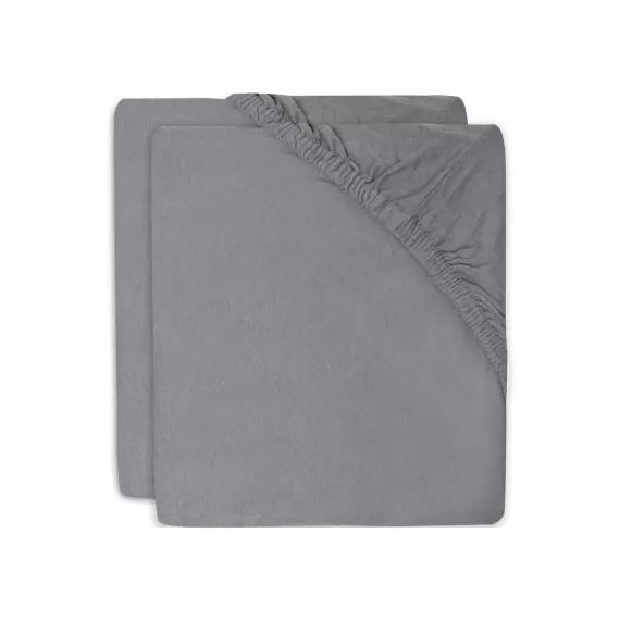 Lot de 2 draps housses de berceau gris foncé (40 x 80 cm)