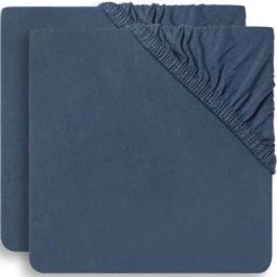 Lot de 2 draps housses bleu jean (60 x 120 cm)