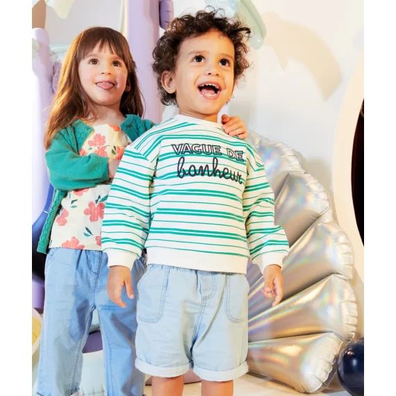 Bermuda bébé garçon en denim bleu low impact –  – Soldes