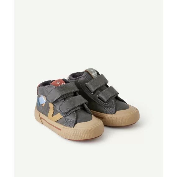 Baskets à scratchs tribu bébé garçon gris foncé