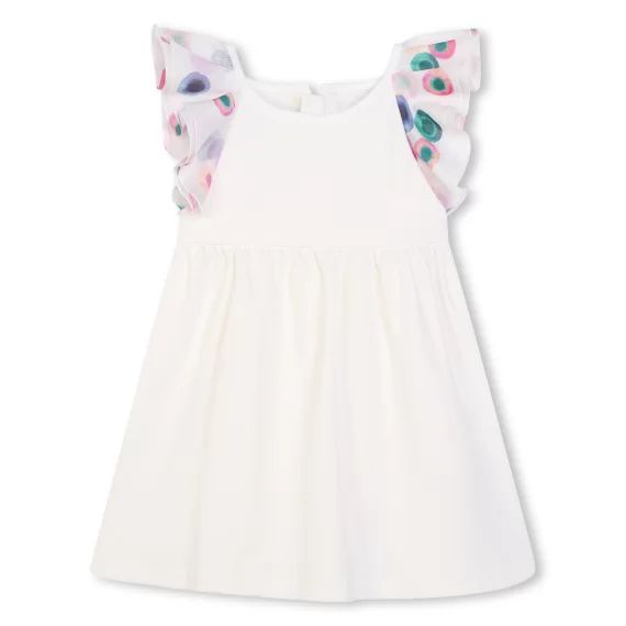 Robe avec volants et broderie Fille Blanc