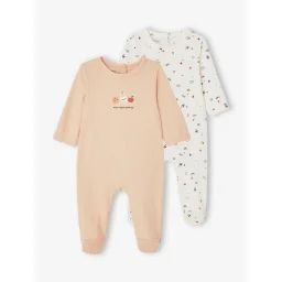 Lot de 2 dors-bien naissance en jersey imprimé cappuccino