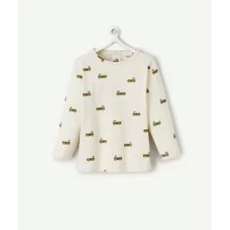 T-shirt bébé garçon en coton bio beige avec camions –  – Soldes