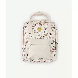 Sac à dos bébé fille rose et blanc imprimé fleuri –  – Soldes