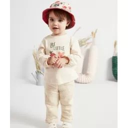 Pantalon de jogging bébé fille écru avec détails couleur dorée –  – Soldes