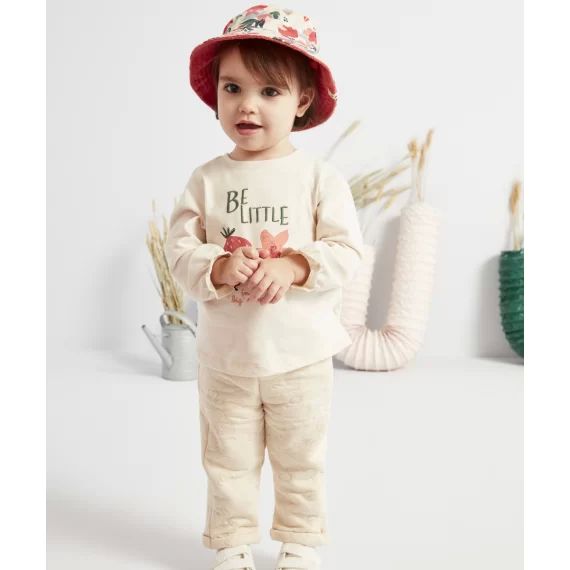 Pantalon de jogging bébé fille écru avec détails couleur dorée –  – Soldes
