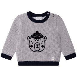 Pull à motif en coton et laine Garçon Bleu