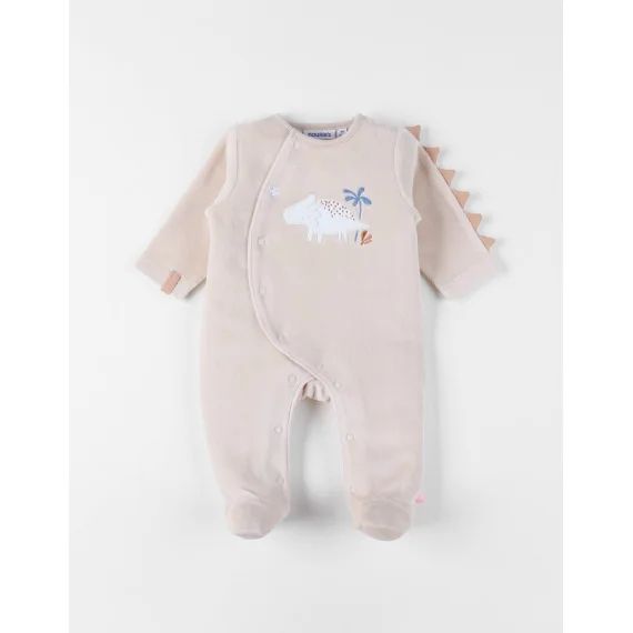 Pyjama Bébé Velours Brodé Beige