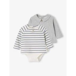 Lot de 2 bodies naissance 2 en 1 gris chiné
