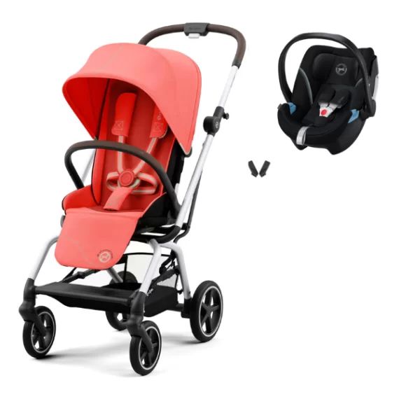 Poussette Cybex Eezy S Twist PLUS 2 – Châssis Silver/ Siège Hibiscus Red + Coque Auto Aton 5 – Deep Black (2022)