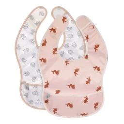 Lot De 2 Bavoirs À Poche Little Forest Lapin Rose