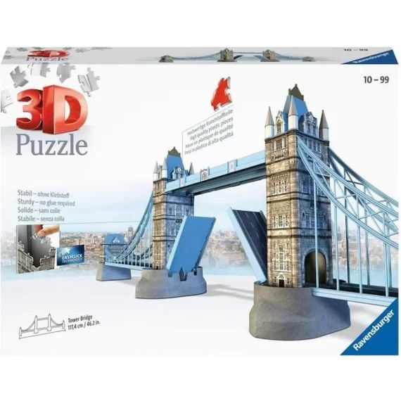 Puzzle 3D Tower Bridge – Ravensburger – Monument 216 pièces – sans colle – Dès 10 ans bleu
