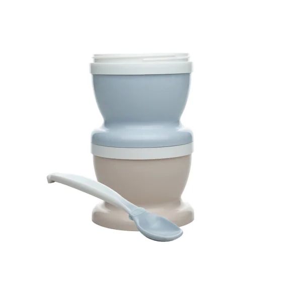 2 Petits Pots Pour Nourriture + 1 Cuillère Douce Fleur Bleue