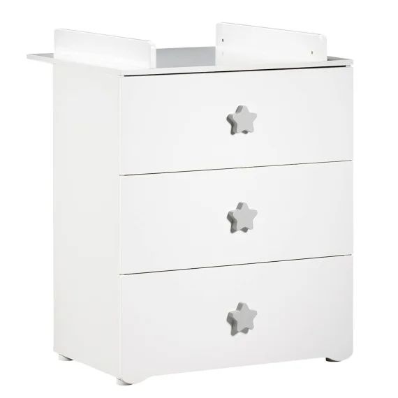 Commode À Langer 3 Tiroirs Blanc/gris