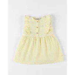 Robe En Crêpe De Coton Rayée Jaune