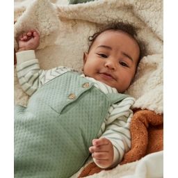 Salopette bébé en fibres recyclées verte –  – Soldes