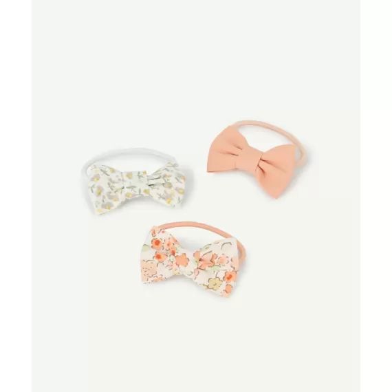 Lot de 3 élastiques avec noeuds rose pastel et fleuris bébé fille –  – Soldes