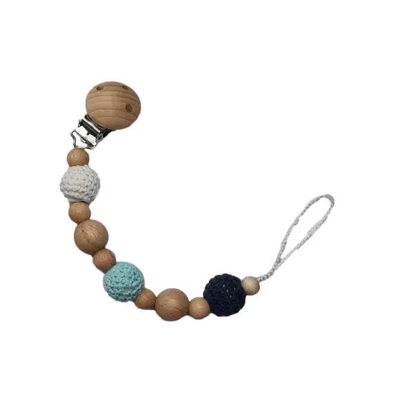 Attache sucette en bois Yoyo bleu