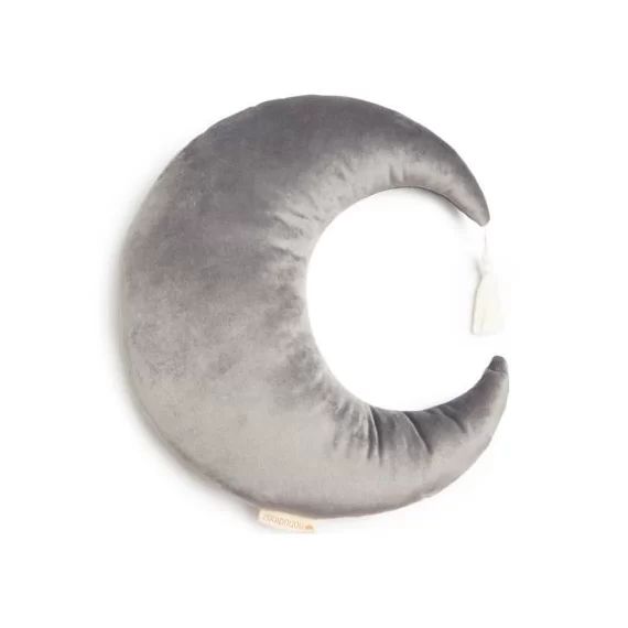 Coussin lune Pierrot Velvet Slate Grey (40 cm)