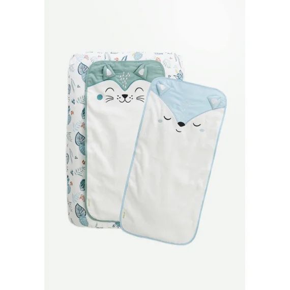 Housse De Matelas À Langer + 2 Tapis De Change Roméo Bleu