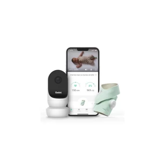 Pack Surveillance Monitor Duo 2 Owlet Smart Sock 3 – Vert Menthe + Babyphone Cam 2