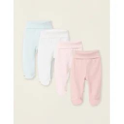 Pack 4 Pantalons À Pieds Unis En Coton Multicolore