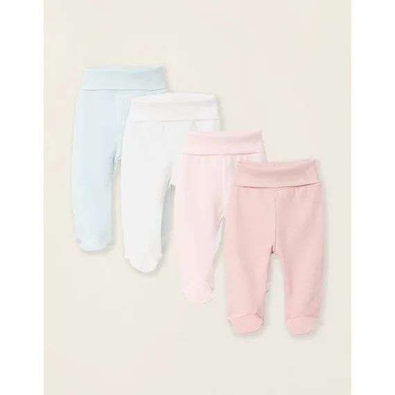 Pack 4 Pantalons À Pieds Unis En Coton Multicolore