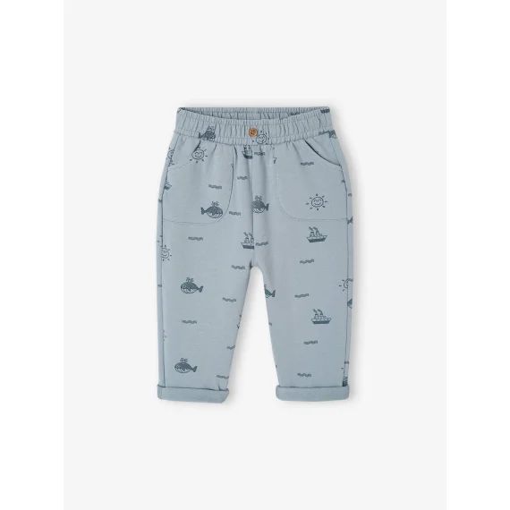 Pantalon imprimé en molleton bébé bleu