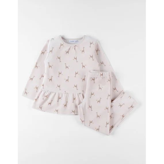 Pyjama En Velours Côtelé Girafe Beige