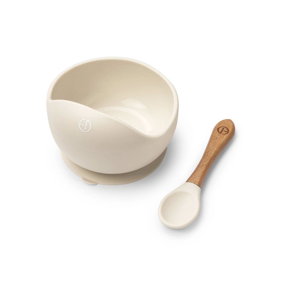 Ensemble Repas Elodie Bol Silicone + Cuillère – Vanilla White