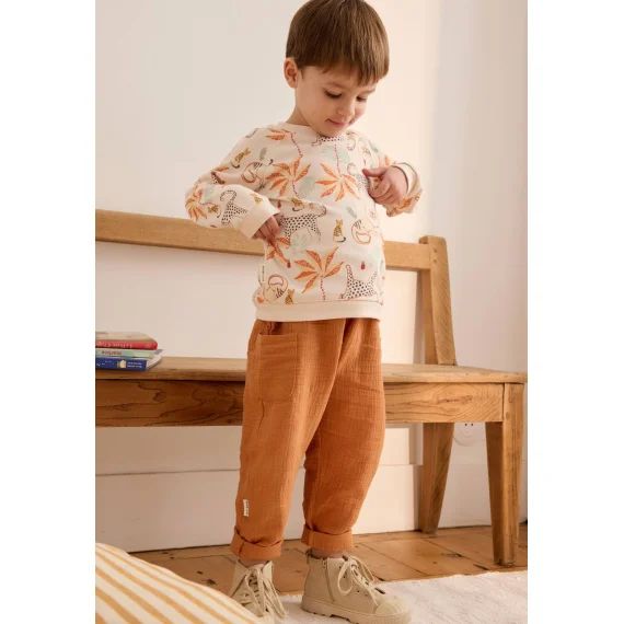 Ensemble Enfant Sweat Et Pantalon En Gaze De Coton Tango Marron