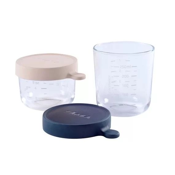 Coffret 2 Portions Verre Béaba – Rose/Dark Blue